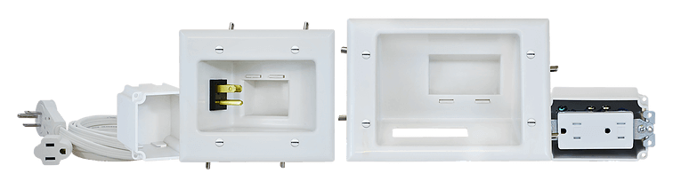 Recessed Pro Power Kit w/ Duplex Receptacle & Straight Blade Inlet